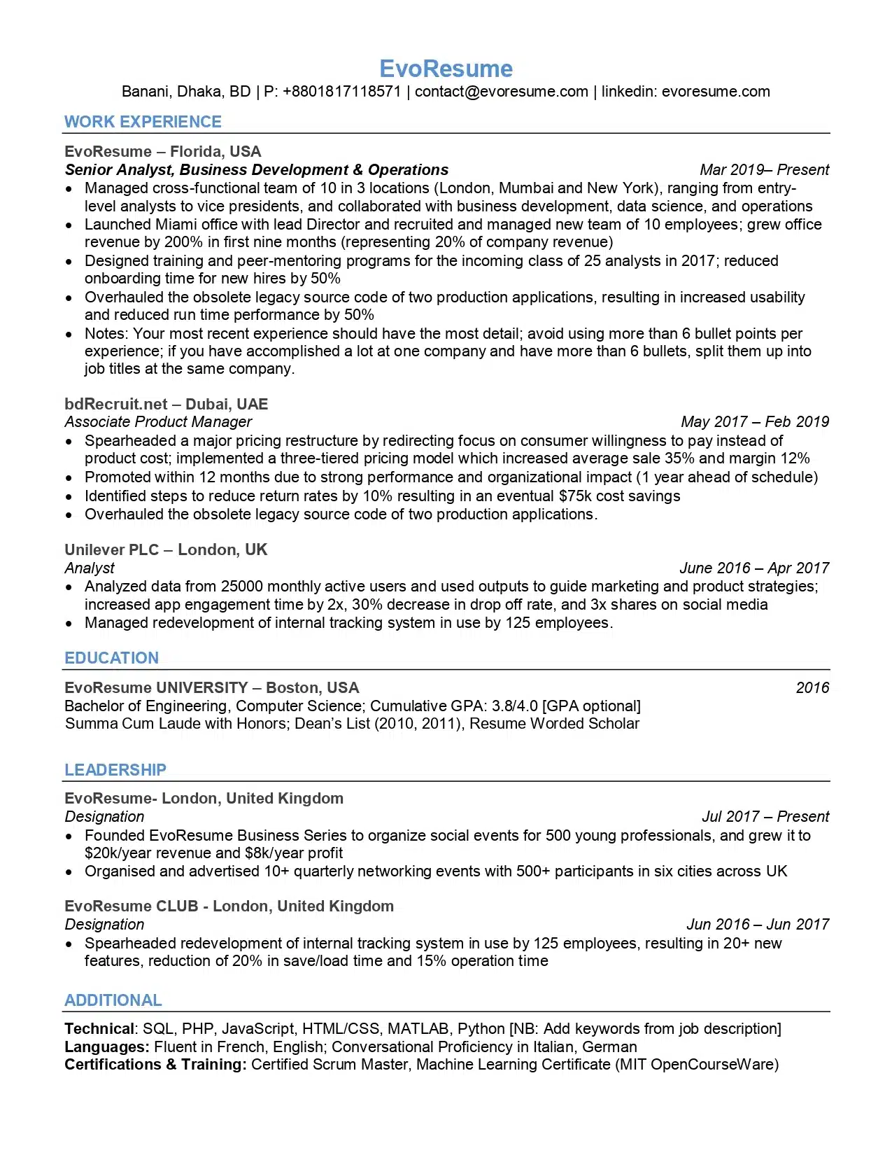 ATS Resume Template - Accepted DOC file for Microsoft, Google and Amazon 2026